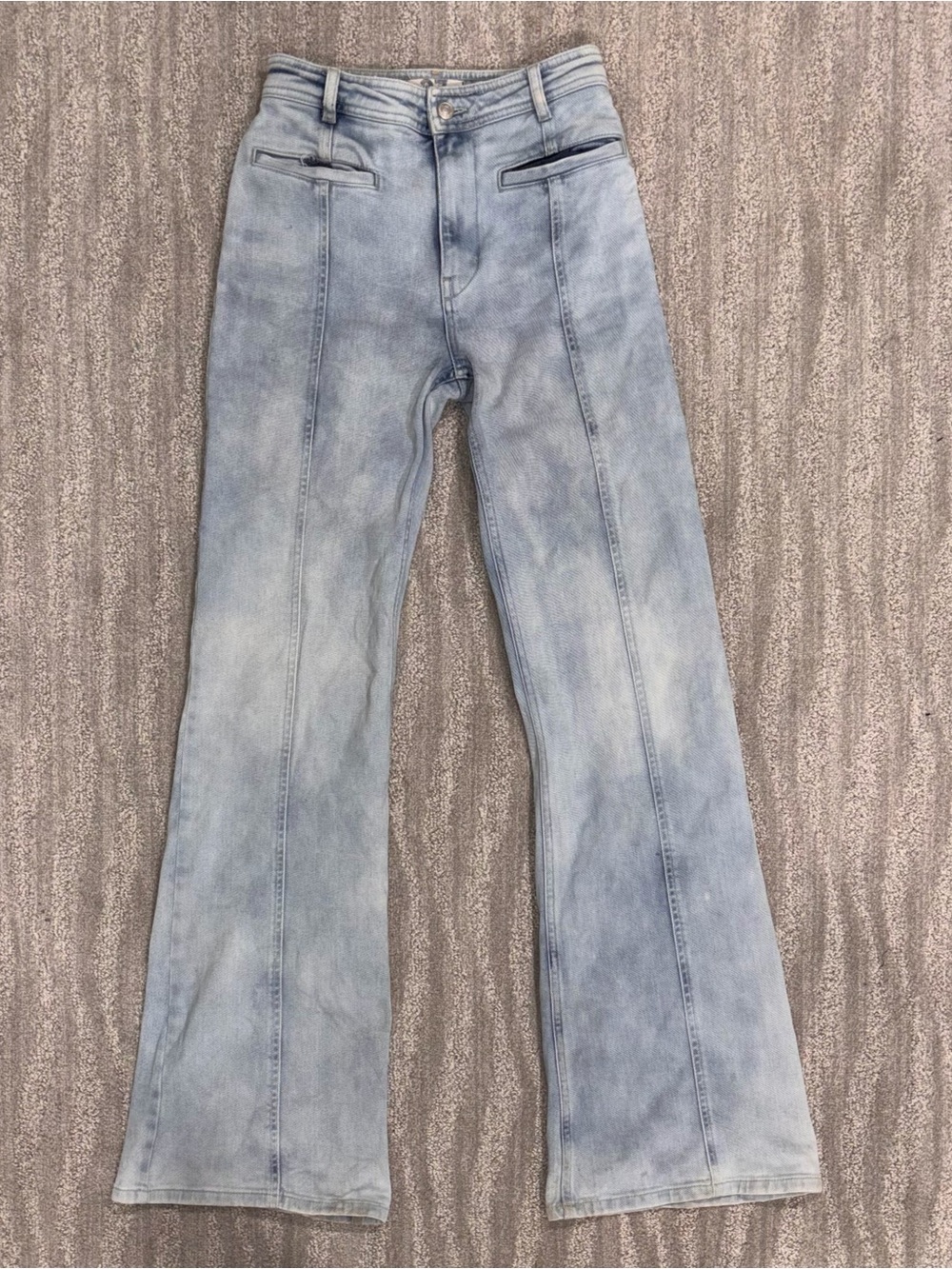 We The Free Firecracker Flare Jeans Light Wash Star Patch Bareback Women’s Sz 27 - Picture 2 of 12